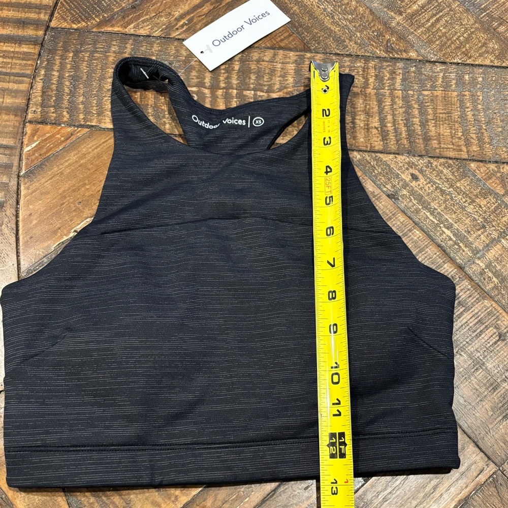 Outdoor Voices NWT Black Tech Sweat Crop High-Neck Seamless Sports Bra size XS - Picture 4 of 10
